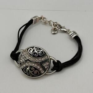 Brighton DYNASTY Silver and Black Bracelet w Swarovski Crystals - Rare